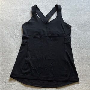 Lululemon Push Your Limited Black Cross-Back Tank Top with Shelf Bra